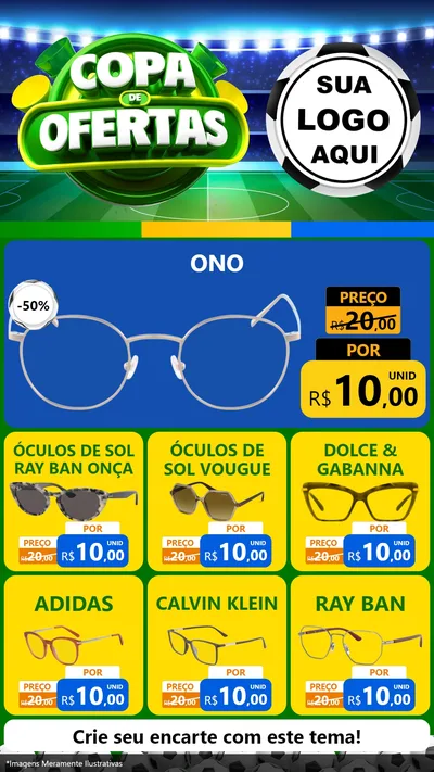 Modelo de Rede Social para Stories com o tema Copa de Ofertas para Óticas