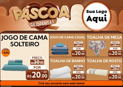 Modelo de Encarte para Encarte A4 Horizontal com o tema Páscoa de Ofertas para Cama, Mesa e Banho