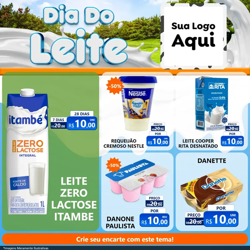 Modelo de Rede Social para Feed Facebook com o tema Dia Do Leite para Frios e Laticínios