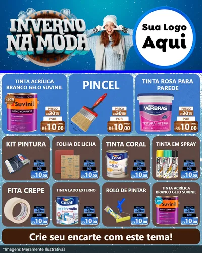 Modelo de Rede Social para Feed Instagram com o tema Inverno na Moda para Tintas e Ferramentas