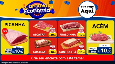 Modelo de TV para TV Horizontal com o tema Carnaval da Economia para Açougue