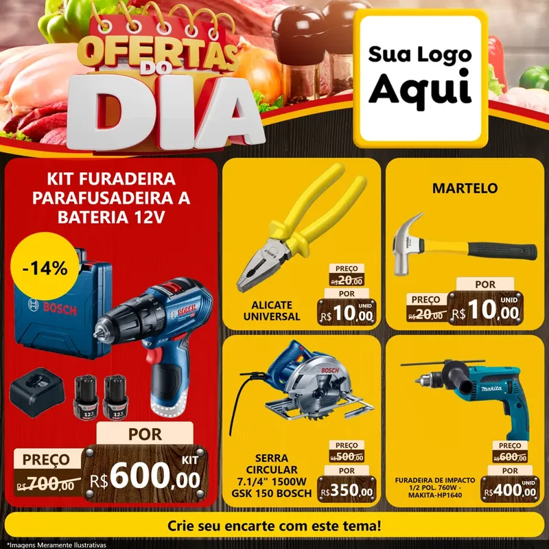 Modelo de Rede Social para Feed Facebook com o tema Ofertas do Dia para Maquinas e Ferramentas