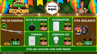 Modelo de TV para TV Horizontal com o tema Arraiá de Economia para Materiais Elétricos