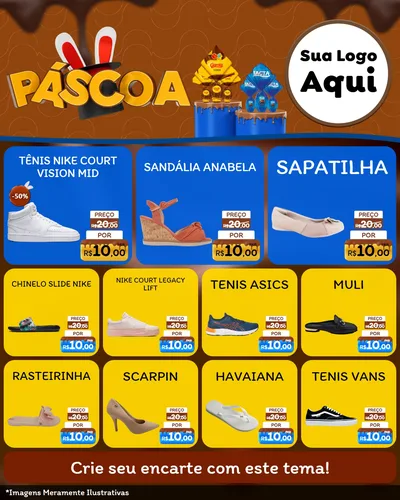 Modelo de Rede Social para Feed Instagram com o tema Páscoa para Calçados