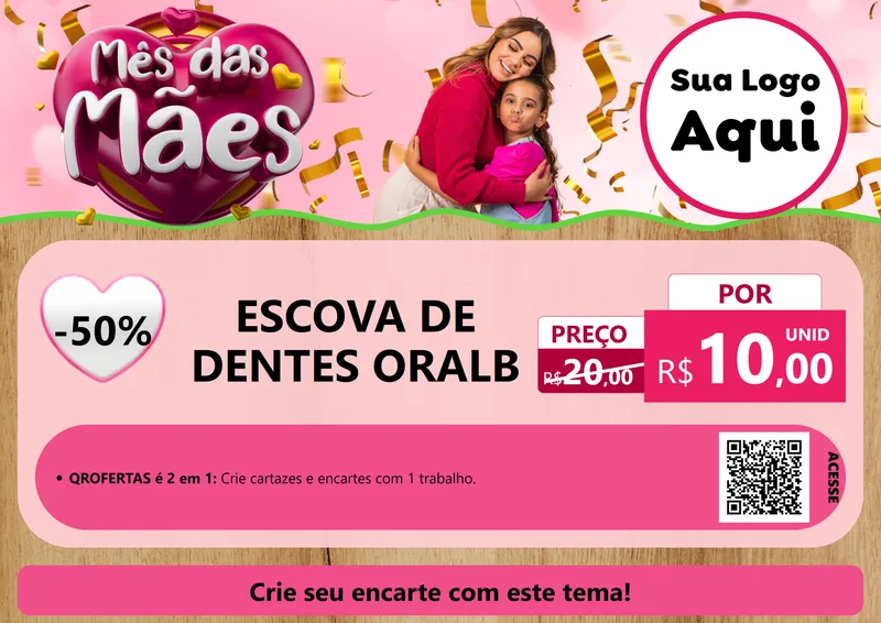 Modelo de Cartaz para Cartaz A4 Horizontal com o tema Mês das Mães para Higiene Pessoal
