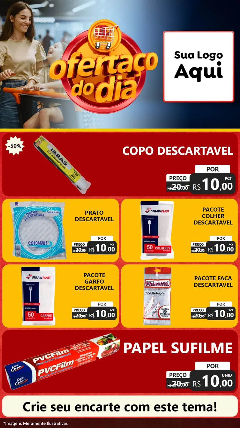 Modelo de TV para TV Vertical com o tema Ofertaço Do Dia para Embalagens