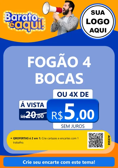 Modelo de Cartaz para Cartaz A4 Vertical com o tema Barato é aqui para Móveis e Eletro