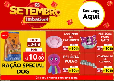 Modelo de Encarte para Encarte A4 Horizontal com o tema Setembro Imbatível para Pet Shop