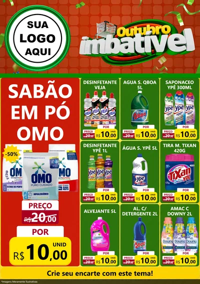 Modelo de Encarte para Encarte A4 Vertical com o tema Outubro Imbatível para Produtos de Limpeza