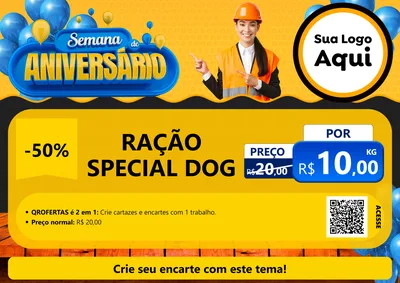 Modelo de Cartaz para Cartaz A4 Horizontal com o tema Semana de Aniversário para Pet Shop