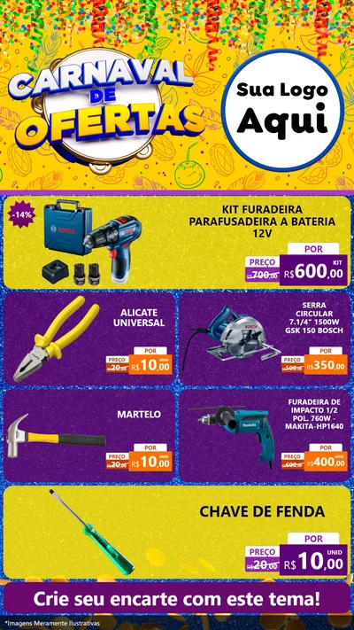 Modelo de TV para TV Vertical com o tema Carnaval de Ofertas para Maquinas e Ferramentas
