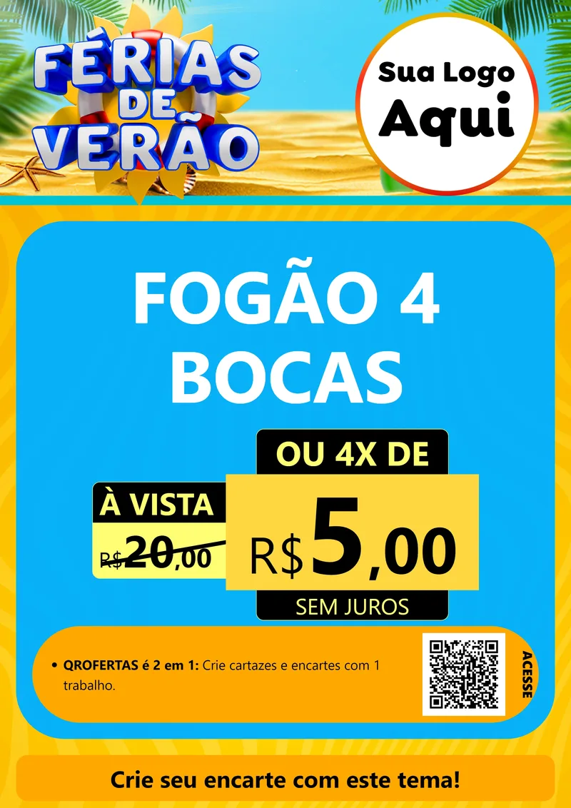 Modelo de Cartaz para Cartaz A4 Vertical com o tema Férias de Verão para Móveis e Eletro