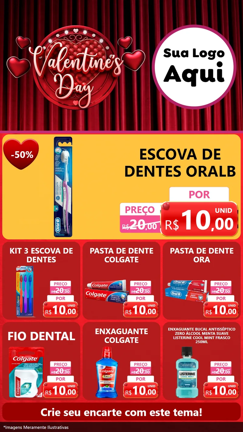 Modelo de Rede Social para Stories com o tema Valentine's Day para Higiene Pessoal