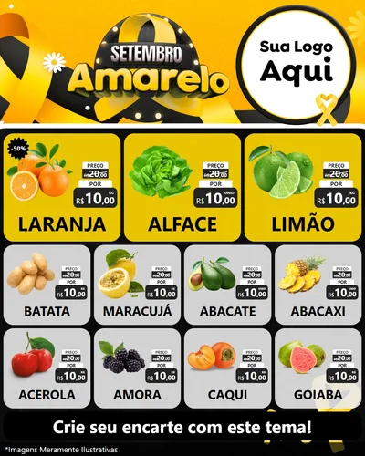 Modelo de Rede Social para Feed Instagram com o tema Setembro Amarelo para Hortifrúti