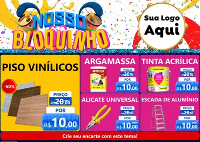 Modelo de Encarte para Encarte A4 Horizontal com o tema Nosso Bloquinho para Material para Construção