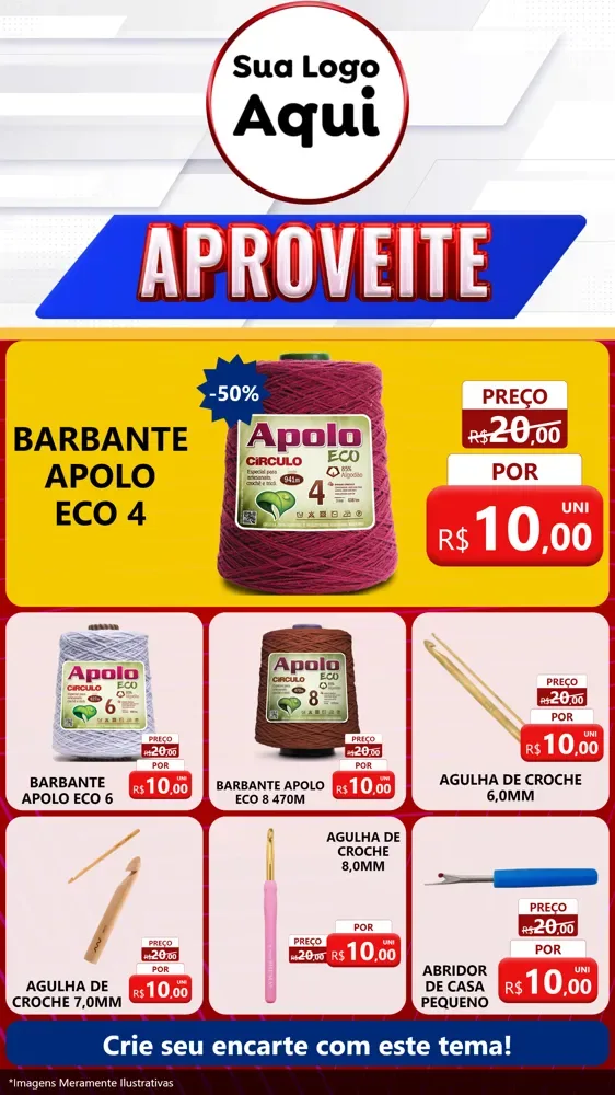 Modelo de Rede Social para Stories com o tema Aproveite para Armarinho e Aviamentos