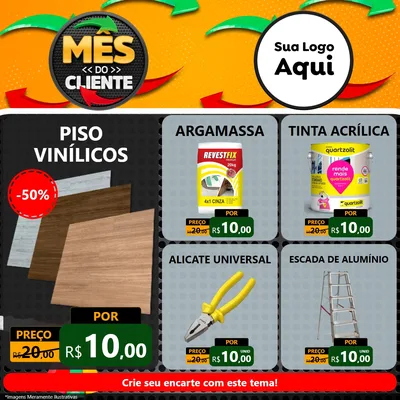 Modelo de Rede Social para Feed Facebook com o tema Mês do Cliente para Material para Construção