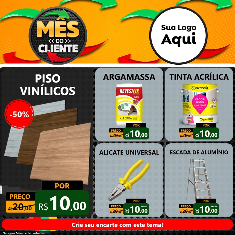 Modelo de Rede Social para Feed Facebook com o tema Mês do Cliente para Material para Construção