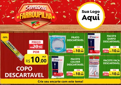 Modelo de Encarte para Encarte A4 Horizontal com o tema Semana Farroupilha para Embalagens