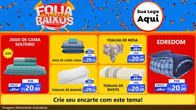 Modelo de TV para TV Horizontal com o tema Folia de Preços Baixos para Cama, Mesa e Banho