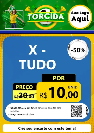Modelo de Cartaz para Cartaz A4 Vertical com o tema Torcida para Hamburgueria