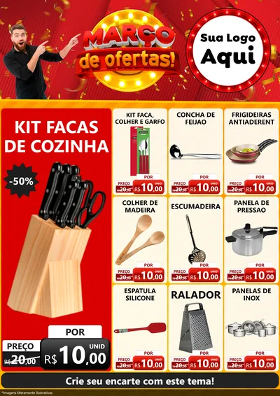 Modelo de Encarte para Encarte A4 Vertical com o tema Março de Ofertas! para Utilidades Domésticas