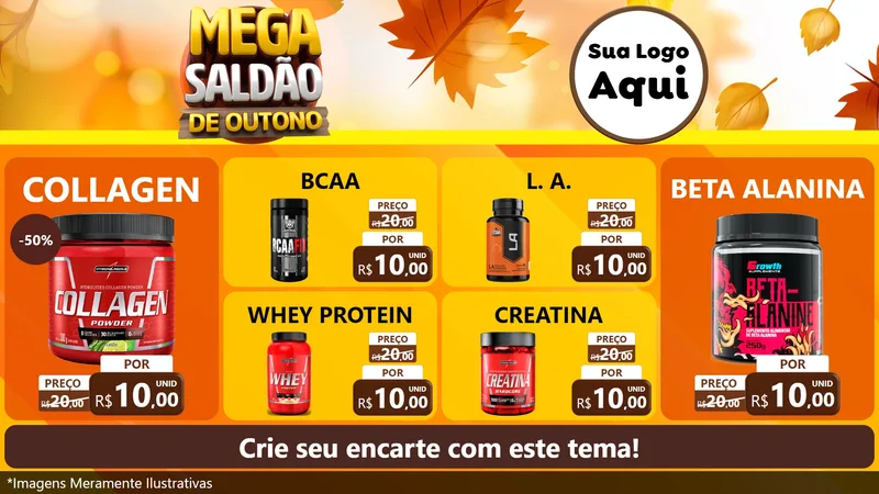 Modelo de TV para TV Horizontal com o tema Mega Saldão de Outono para Suplementos alimentares