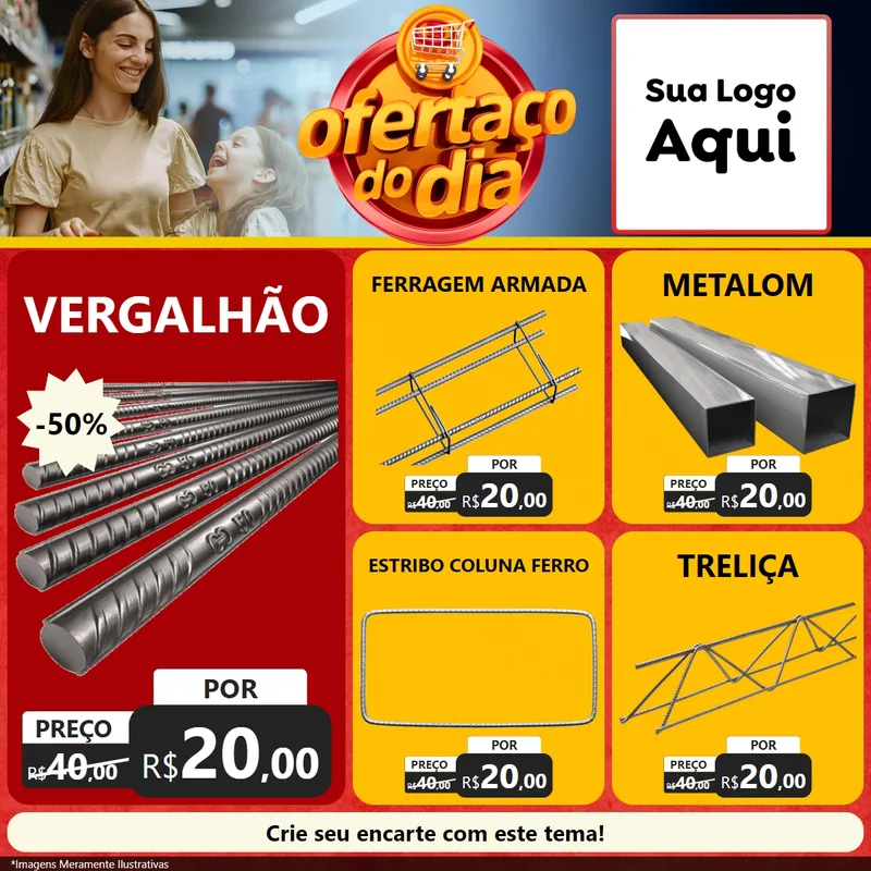 Modelo de Rede Social para Feed Facebook com o tema Ofertaço Do Dia para Ferragens