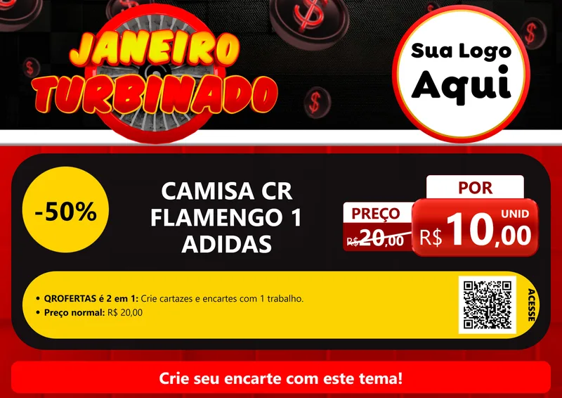 Modelo de Cartaz para Cartaz A4 Horizontal com o tema Janeiro Turbinado para Roupas e acessórios