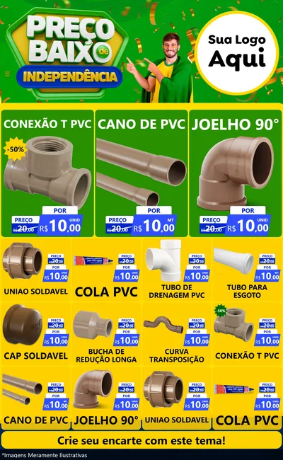 Modelo de Encarte para Encarte Grande com o tema Preço Baixo de Independência para Tubos e conexões