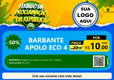 Modelo de Cartaz para Cartaz A4 Horizontal com o tema Feriado da Proclamação da República para Armarinho e Aviamentos
