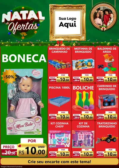 Modelo de Encarte para Encarte A4 Vertical com o tema Natal de Ofertas para Brinquedos