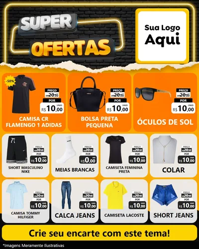 Modelo de Rede Social para Feed Instagram com o tema Super Ofertas para Roupas e acessórios