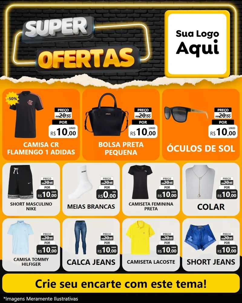 Modelo de Rede Social para Feed Instagram com o tema Super Ofertas para Roupas e acessórios