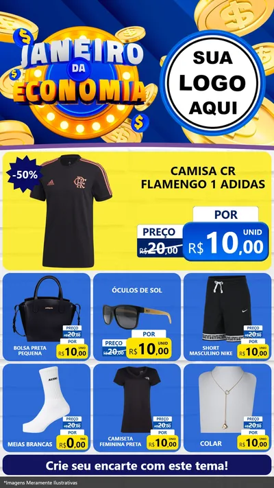 Modelo de Rede Social para Stories com o tema Janeiro da Economia para Roupas e acessórios