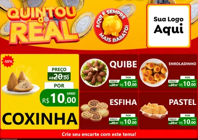 Modelo de Encarte para Encarte A4 Horizontal com o tema Quintou do Real para Salgadaria