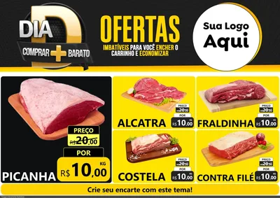 Modelo de Encarte para Encarte A4 Horizontal com o tema Dia D Mais Economia para Açougue