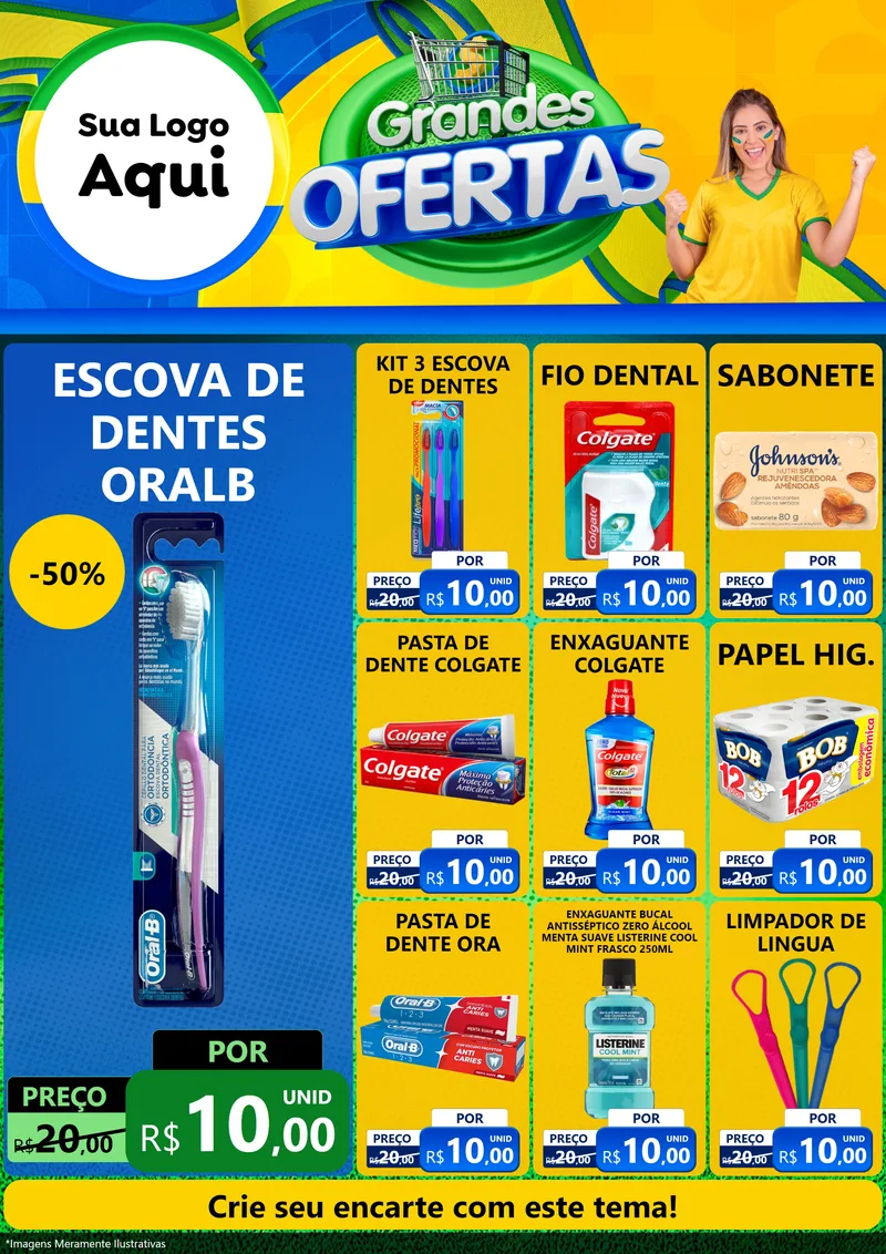 Modelo de Encarte para Encarte A4 Vertical com o tema Grandes Ofertas para Higiene Pessoal