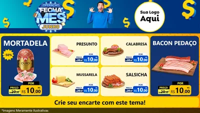 Modelo de TV para TV Horizontal com o tema Operação Fecha Mês, Junho para Frios e Laticínios