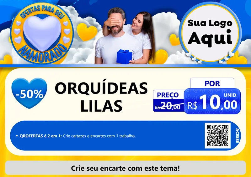 Modelo de Cartaz para Cartaz A4 Horizontal com o tema Ofertas Para Seu Namorado para Floricultura e jardim