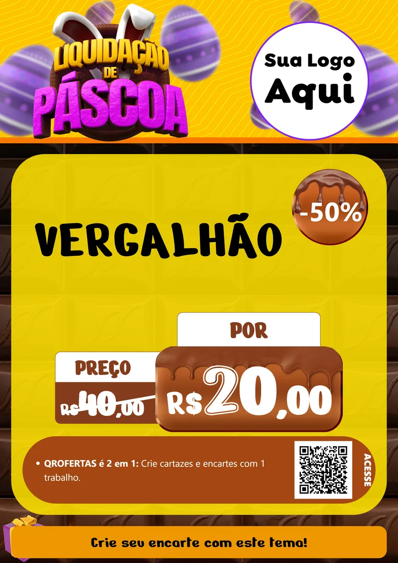 Modelo de Cartaz para Cartaz A4 Vertical com o tema Liquidação de Páscoa para Ferragens