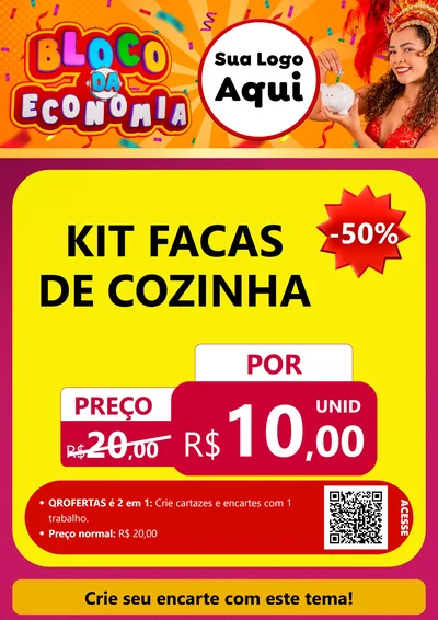 Modelo de Cartaz para Cartaz A4 Vertical com o tema Bloco da Economia para Utilidades Domésticas