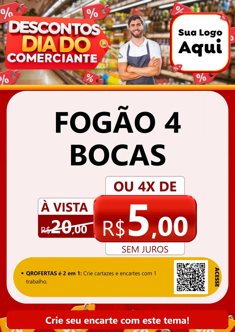 Modelo de Cartaz para Cartaz A4 Vertical com o tema Descontos Dia do Comerciante para Móveis e Eletro