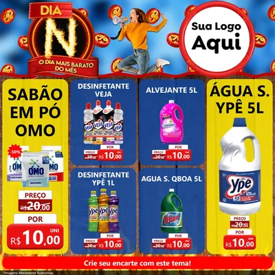 Modelo de Rede Social para Feed Facebook com o tema Dia N - O Dia Mais Barato Do Mês para Produtos de Limpeza