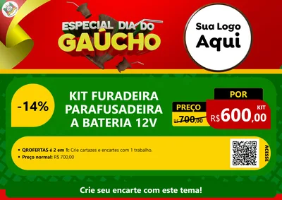Modelo de Cartaz para Cartaz A4 Horizontal com o tema Especial Dia do Gaúcho para Maquinas e Ferramentas