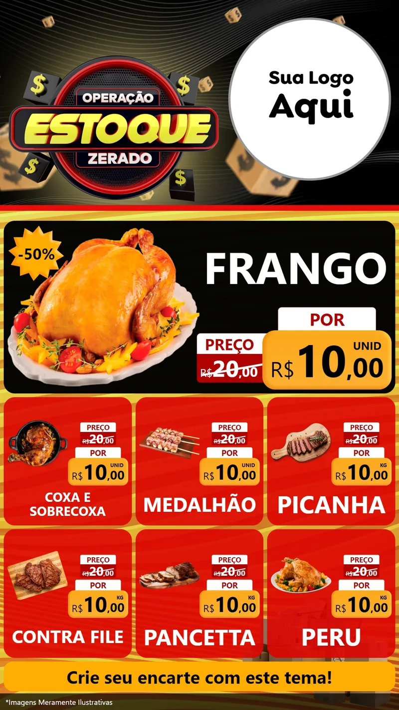 Modelo de Rede Social para Stories com o tema Operação Estoque Zerado para Assados