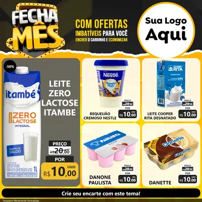 Modelo de Rede Social para Feed Facebook com o tema Fecha Mês para Frios e Laticínios