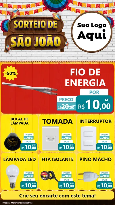 Modelo de Rede Social para Stories com o tema Sorteio de São João para Materiais Elétricos