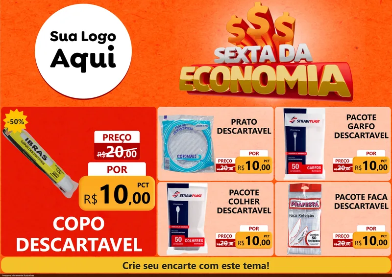 Modelo de Encarte para Encarte A4 Horizontal com o tema Sexta da Economia para Embalagens