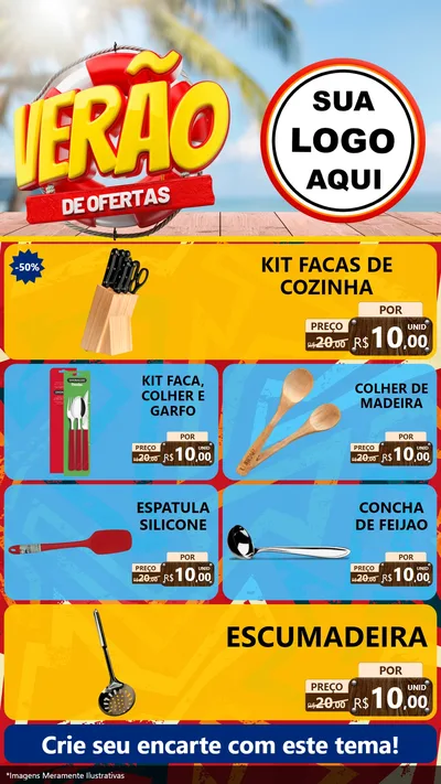 Modelo de TV para TV Vertical com o tema Verão de Ofertas para Utilidades Domésticas